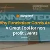 Guide cover showing a fundraising card with donation fields and the title "Why Fundraiser Cards Are A Great Tool for Nonprofit Events."